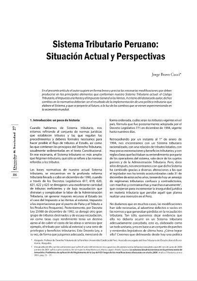 Portada de Sistema tributario peruano: Situación actual y perspectivas