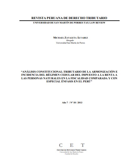 Portada de Analisis constitucional tributario de la armonización e incidencia del regimen cedular
