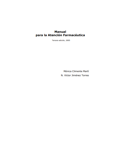Portada de MANUAL PARA LA ATENCIÓN FARMACÉUTICA