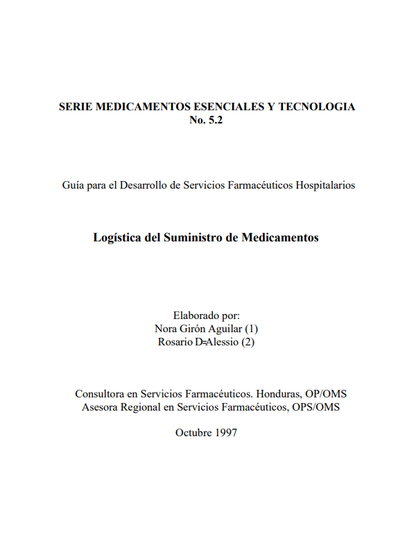 Portada de LOGÍSTICA DEL SUMINSTRO DE MEDICAMENTOS