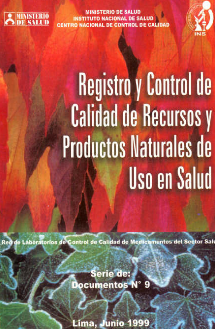 Portada de Registro y Control de Calidad de Recursos y Productos Naturales de Uso en Salud