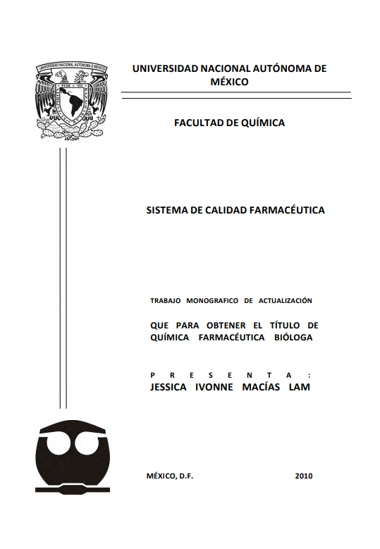 Portada de SISTEMA DE CALIDAD FARMACÉUTICA