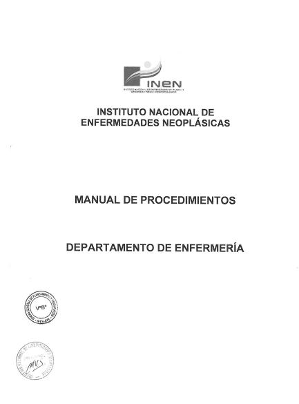 Portada de MANUAL DE PROCEDIMIENTOS EN DEPARTAMENTO DE ENFERMERÍA