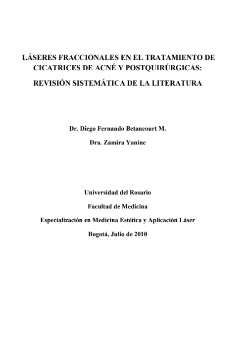 Portada de LÁSRE FRACCIONALES EN EL TRATAMIENTO DE CICATRICES DE ACNÉ Y POSTQUIRÚRGICAS