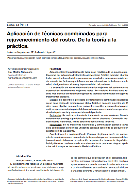 Portada de Aplicación de técnicas combinadas para rejuvenecimiento del rostro. De la teoría a la práctica