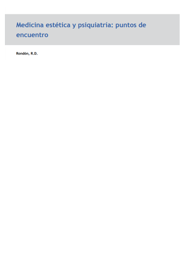 Portada de Medicina estética y psiquiatría: puntos de encuentro