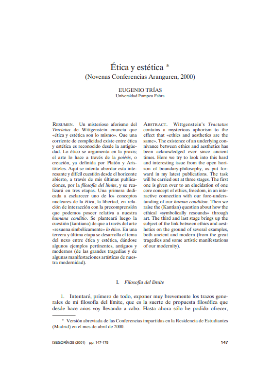 Portada de Ética y estética