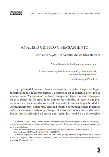 Portada de ANÁLISIS CRÍTCO Y PENSAMIENTO