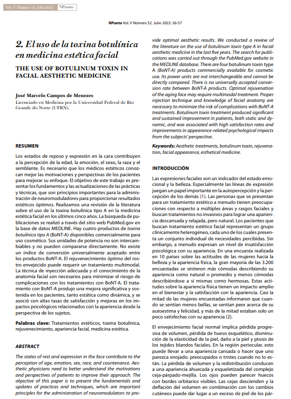 Portada de El uso de la toxina botulínica en medicina estética facial
