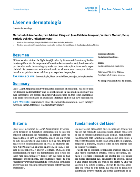Portada de Láser en dermatología