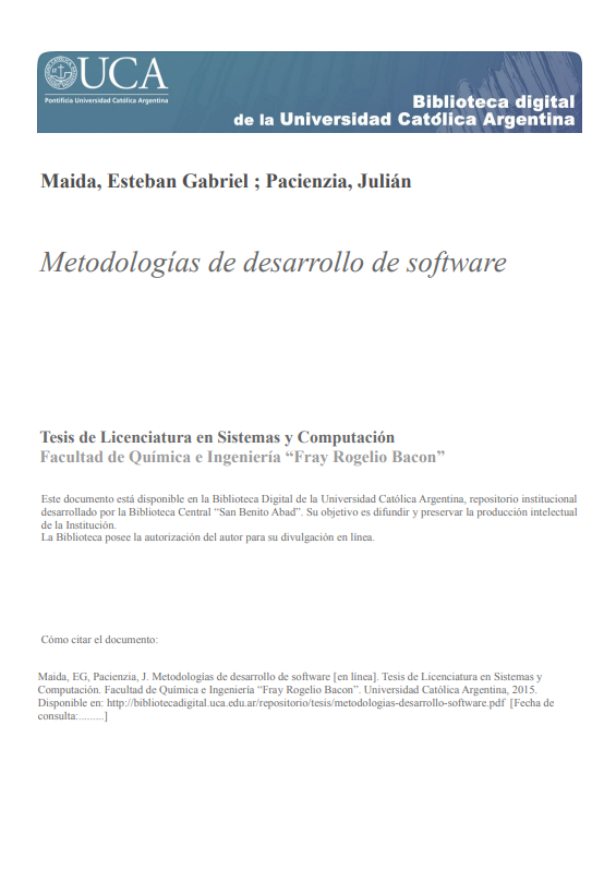 Portada de Metodologías de desarrollo de software