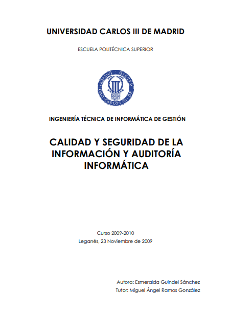 Portada de CALIDAD Y SEGURIDAD DE LA INFORMACIÓN Y AUDITORÍA INFORMÁTICA