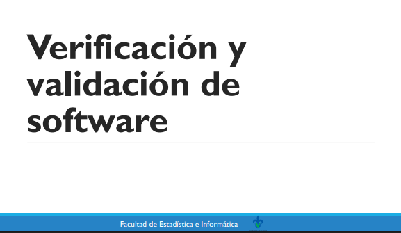 Portada de Verificación y validación de software