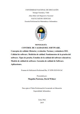 Portada de CONTROL DE CALIDAD DEL SOFTWARE