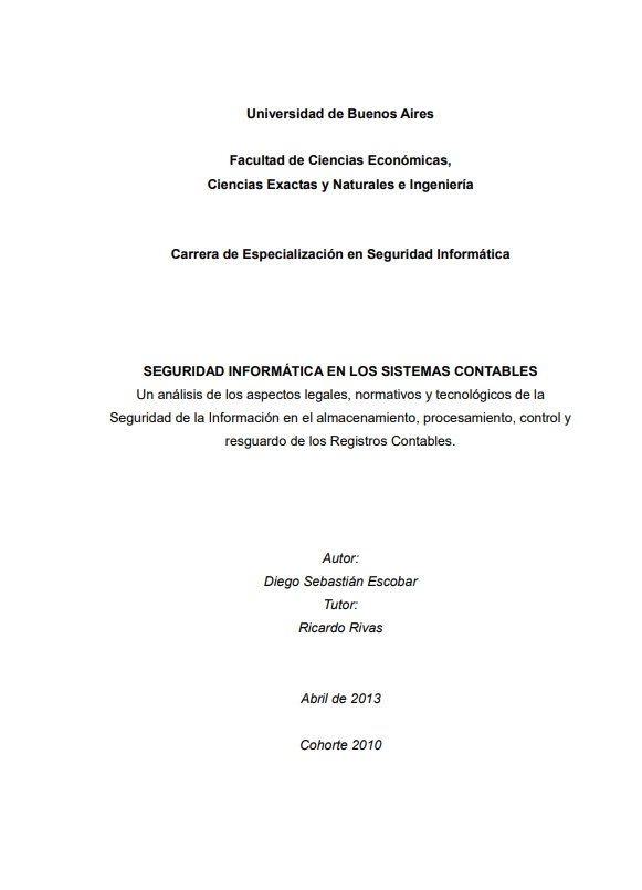 Portada de SEGURIDAD INFORMÁTICA EN LOS SISTEMAS CONTABLES