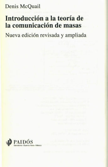 Introducción a la teoría de la comunicación de masas (Paidós)