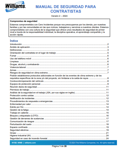 Manual de Seguridad para Contratistas (versión en español)
